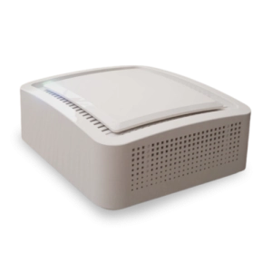 Close-up of a router display showing network status and signal strength.